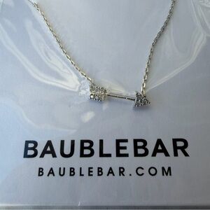 BaubleBar Sterling Silver CZ Cupid Arrow Pendant Dainty Chain Necklace New+Pouch